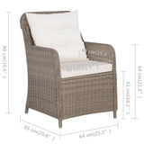 3 Piece Bistro Set with Cushions and Pillows Poly Rattan Brown - Extra Image