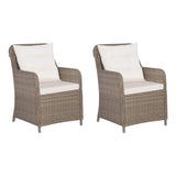 3 Piece Bistro Set with Cushions and Pillows Poly Rattan Brown - 45-Degree Angle