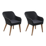 Outdoor Chairs with Cushions 2 pcs Poly Rattan Black