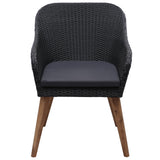 Outdoor Chairs with Cushions 2 pcs Poly Rattan Black - Side View