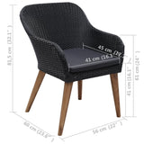 Outdoor Chairs with Cushions 2 pcs Poly Rattan Black - Close-Up Angle
