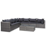 8 Piece Garden Lounge Set with Cushions Poly Rattan Grey