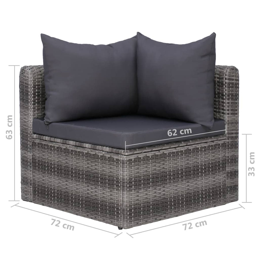 8 Piece Garden Lounge Set with Cushions Poly Rattan Grey