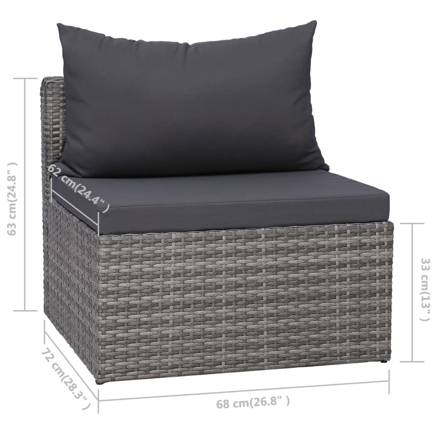 8 Piece Garden Lounge Set with Cushions Poly Rattan Grey