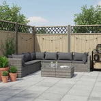 8 Piece Garden Lounge Set with Cushions Poly Rattan Grey