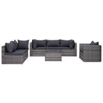 7 Piece Garden Sofa Set with Cushions&Pillows Poly Rattan Grey