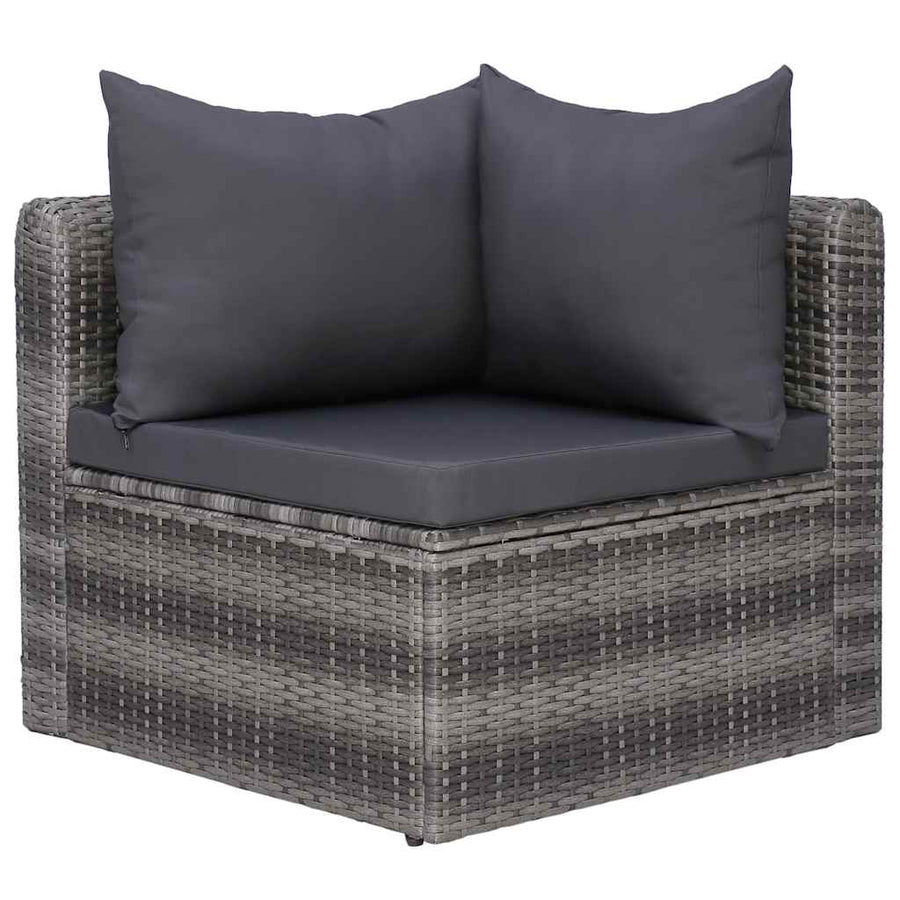 7 Piece Garden Sofa Set with Cushions&Pillows Poly Rattan Grey