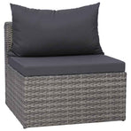7 Piece Garden Sofa Set with Cushions&Pillows Poly Rattan Grey