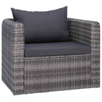 7 Piece Garden Sofa Set with Cushions&Pillows Poly Rattan Grey