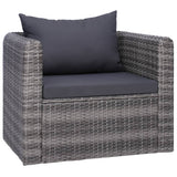 7 Piece Garden Sofa Set with Cushions & Pillows Poly Rattan Grey - Rear View