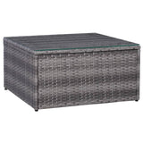 7 Piece Garden Sofa Set with Cushions & Pillows Poly Rattan Grey - Close-Up Angle