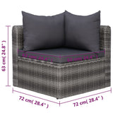 7 Piece Garden Sofa Set with Cushions & Pillows Poly Rattan Grey