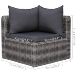 6 Piece Garden Sofa Set with Cushions & Pillows Poly Rattan Grey - Extra Image