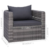 6 Piece Garden Sofa Set with Cushions & Pillows Poly Rattan Grey
