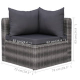 5 Piece Garden Sofa Set with Cushions & Pillows Poly Rattan Grey - Extra Image