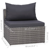 5 Piece Garden Sofa Set with Cushions & Pillows Poly Rattan Grey - Extra Image