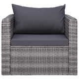 Garden Chair with Cushion and Pillow Poly Rattan Grey - Front View