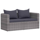 Garden Corner Sofas 2 pcs Grey Poly Rattan - Front View