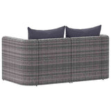 Garden Corner Sofas 2 pcs Grey Poly Rattan - 45-Degree Angle