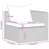 Garden Corner Sofas 2 pcs Grey Poly Rattan - Close-Up Angle