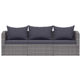 3 Piece Garden Sofa Set with Cushions Grey Poly Rattan - Side View
