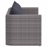 3 Piece Garden Sofa Set with Cushions Grey Poly Rattan