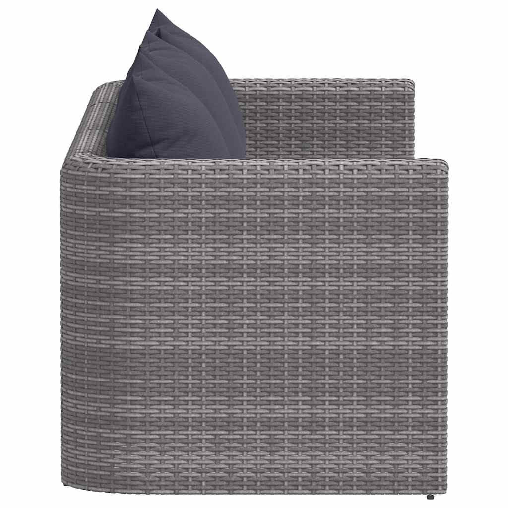 3 Piece Garden Sofa Set with Cushions Grey Poly Rattan