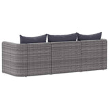 3 Piece Garden Sofa Set with Cushions Grey Poly Rattan - 45-Degree Angle