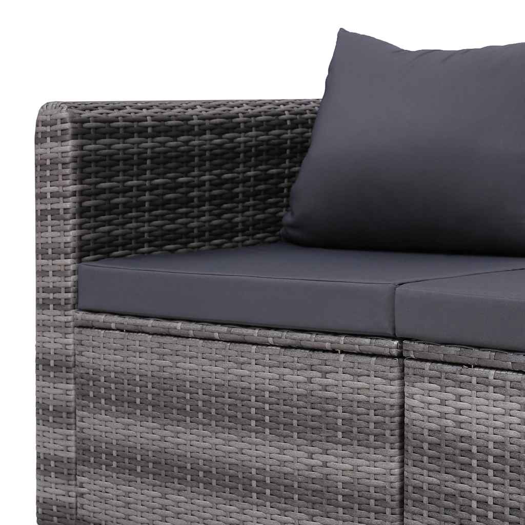 3 Piece Garden Sofa Set with Cushions Grey Poly Rattan
