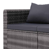 3 Piece Garden Sofa Set with Cushions Grey Poly Rattan - Rear View