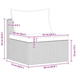 3 Piece Garden Sofa Set with Cushions Grey Poly Rattan - Close-Up Angle