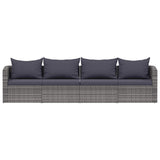 4 Piece Garden Sofa Set with Cushions Grey Poly Rattan