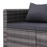 4 Piece Garden Sofa Set with Cushions Grey Poly Rattan