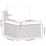 4 Piece Garden Sofa Set with Cushions Grey Poly Rattan - Rear View