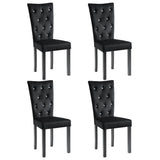 Dining Chairs 4 pcs Black Velvet - Front View