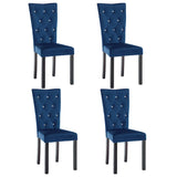 Dining Chairs 4 pcs Dark Blue Velvet - Front View