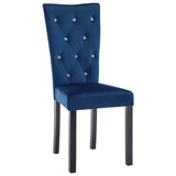 Dining Chairs 4 pcs Dark Blue Velvet - Side View