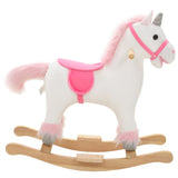 Rocking Animal Unicorn Plush 65x32x58 cm White and Pink - Front View