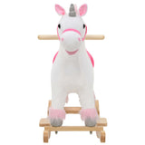 Rocking Animal Unicorn Plush 65x32x58 cm White and Pink - Side View