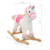 Rocking Animal Unicorn Plush 65x32x58 cm White and Pink - 45-Degree Angle