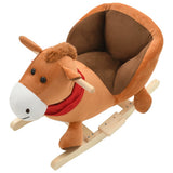 Rocking Animal Horse with Backrest Plush 60x32x50 cm Brown - Top-Down View