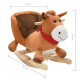 Rocking Animal Horse with Backrest Plush 60x32x50 cm Brown