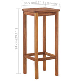 Bar Table and Chair Set 3 Pieces Solid Acacia Wood - Close-Up Angle