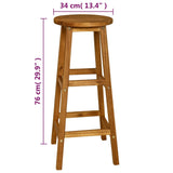 3 Piece Bar Set Solid Acacia Wood - Low Angle