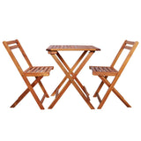 3 Piece Folding Bistro Set Solid Acacia Wood - Front View