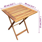 3 Piece Folding Bistro Set Solid Acacia Wood - Low Angle