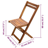 3 Piece Folding Bistro Set Solid Acacia Wood - Extra Image