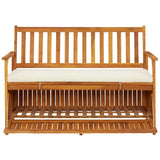 Garden Storage Bench Solid Acacia Wood 120x63x84 cm - Side View
