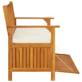 Garden Storage Bench Solid Acacia Wood 120x63x84 cm - Rear View