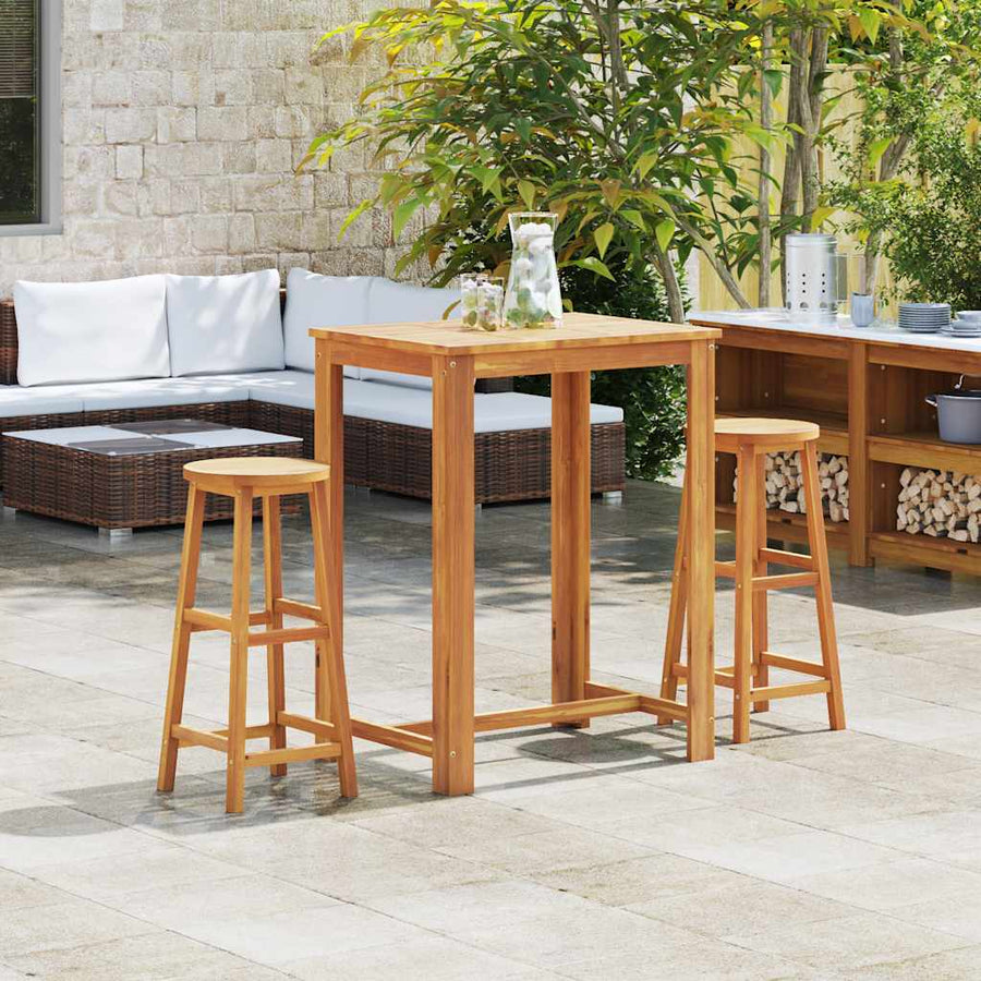 Bar Chairs 2 pcs Solid Acacia Wood